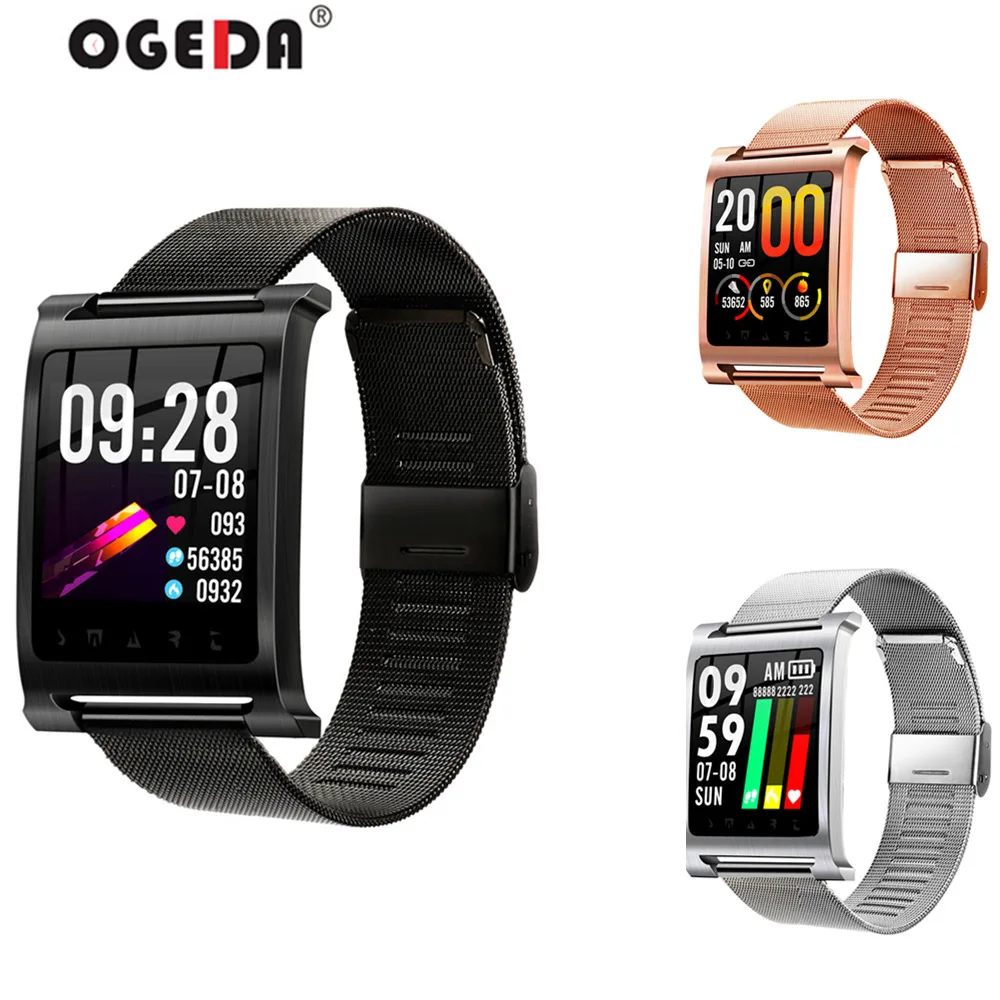

OGEDA Watch Men 2019 Women Smart Sport Wristband 1.3 Inch Color Screen 3D UI Design Long Standby 3D Arc Display Aerospace Metal