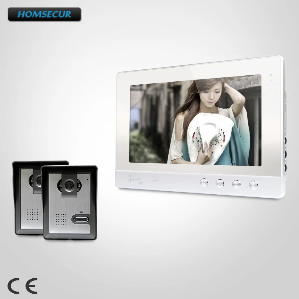 

HOMSECUR 10.1" Wired Video Security Door Phone with One Button Unlock for Home Security XC005+XM101-S