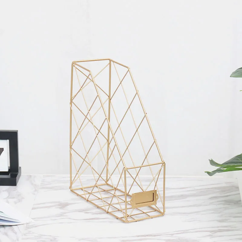 

Creative Ins Nordic Wrought Iron Grid File Storage Rack Office Desk Single Layer Finishing Rack Rack-Gold