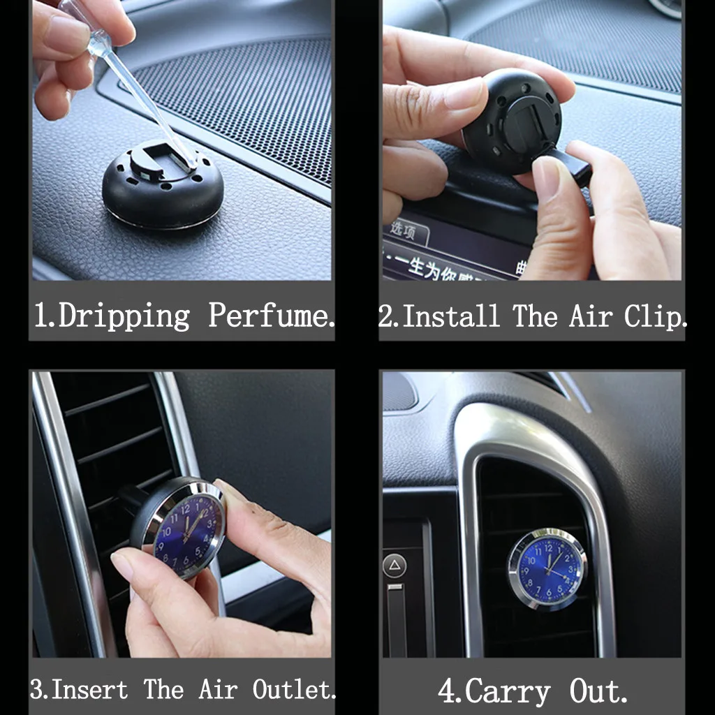 Творческий автомобиль ароматерапия часы Мода воздуха на выходе Духи электронные кварцевые часы автомобильный освежитель воздуха Клип Прочный Сплав