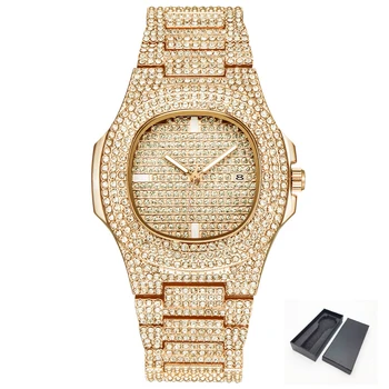 

Ice-Out Bling Diamond Watch For Men Women Hip Hop Iced Out Watch Men Quartz Watches Stainless Steel Band Business Wristwatch Man