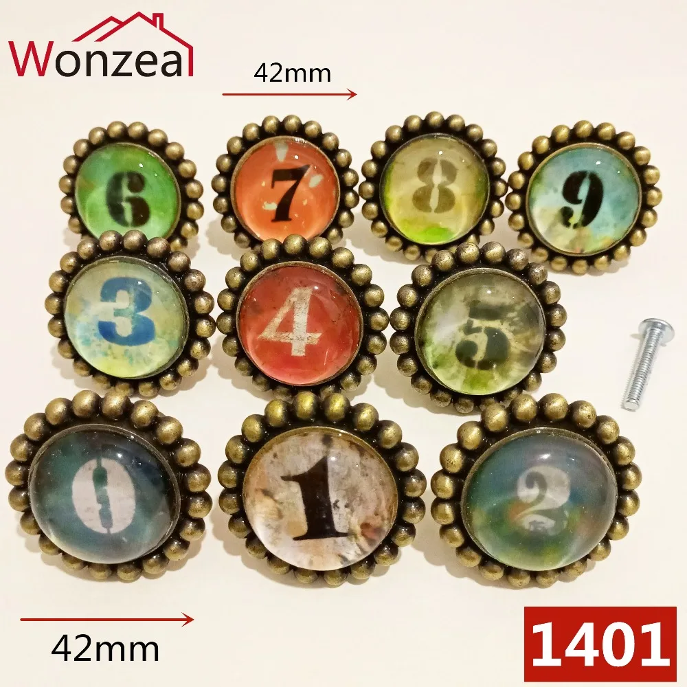 

Dia.42mm Crystal Glass Zinc Alloy Vintage Furniture Cabinet Door Drawer Bin Dresser Handle Pull Knobs Hardware Home Decor Number