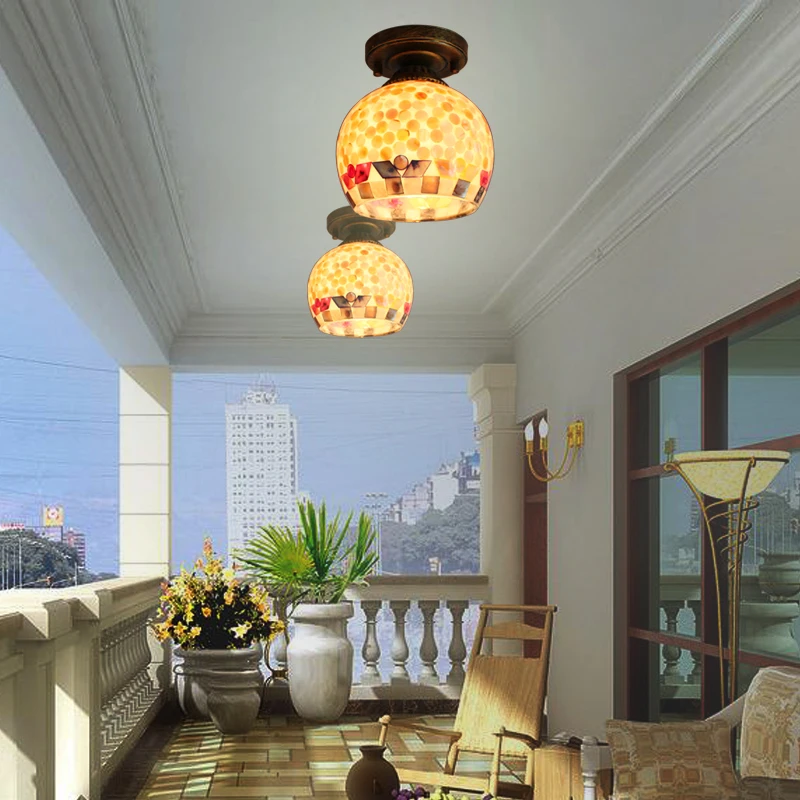 

Mediterranean LED bedroom shell ceiling lamp personalized balcony aisle corridors entrance cloakroom shell lamps