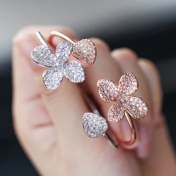 

Luxury Leaf Flowers Full Micro Cubic Zirconia Paved Fashion bracelet Woman Jewelry Gift Gold/silver plated shiny Charms bracelet