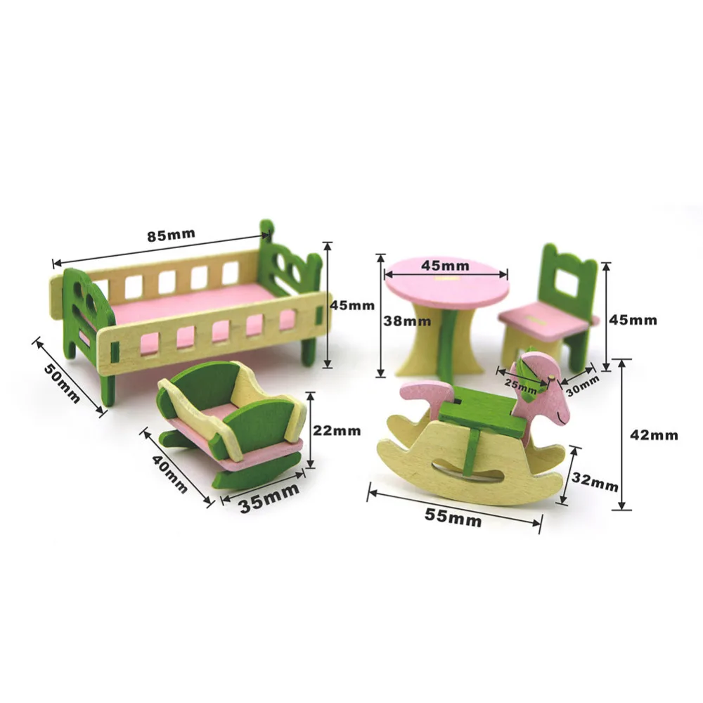 Имитация миниатюрной деревянной мебели игрушки кукольный домик деревянная мебель набор кукол детская комната для детей игровая игрушка мебель для кукол