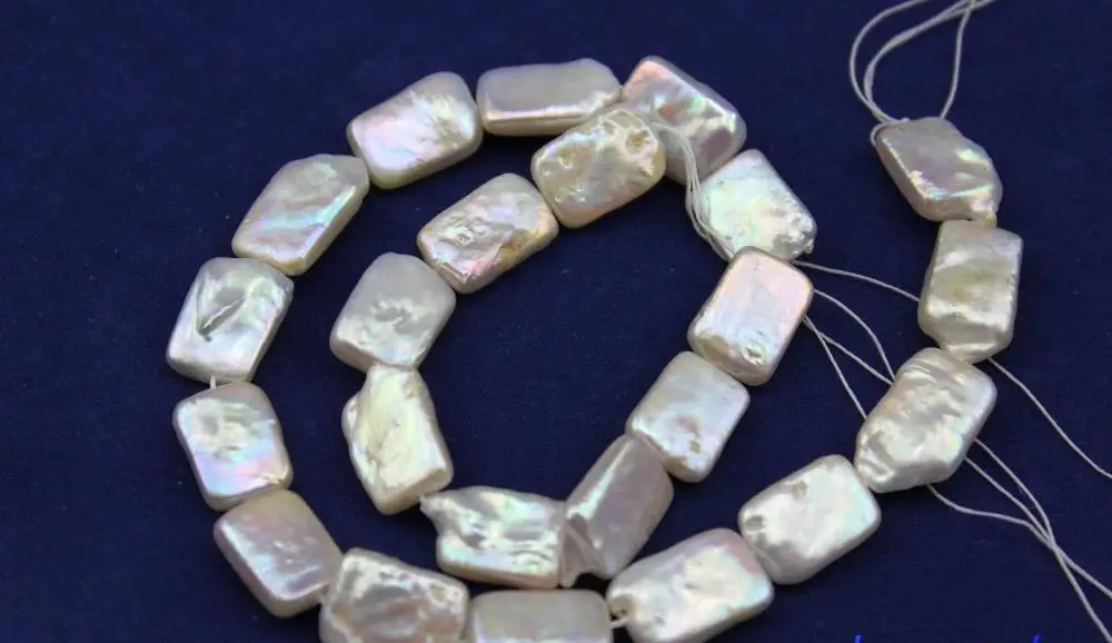 

fresh water pearl necklace DIY Material white 12x19mm Rectangle 15