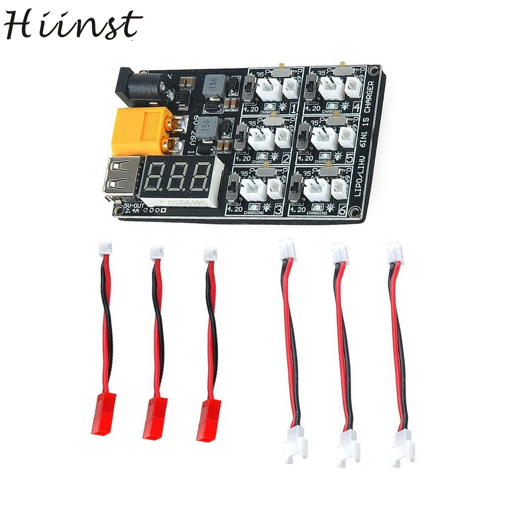

HIINST Part Access 6 In 1 3.7V 1S LiHV Lipo Battery Charger Board with JST and Micro Losi Cable NOV15 ##
