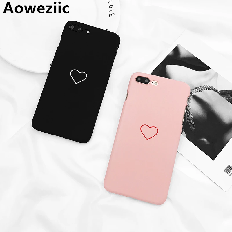 

Aoweziic Phone Case For iPhone 8Plus 6s Plus Fashion Couples Graffiti Love Heart Ultra Hard PC Back Cover Cases For iPhone 7Plus