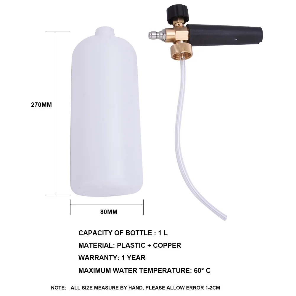 Lança de Alta Espuma de Neve Hnyri Pressão Conector Rápido Lavadora Garrafa Arma Sabão Spray Bicos Água Jet Bomba Adaptador Canhão 1l 1 - 4 5 ???-1