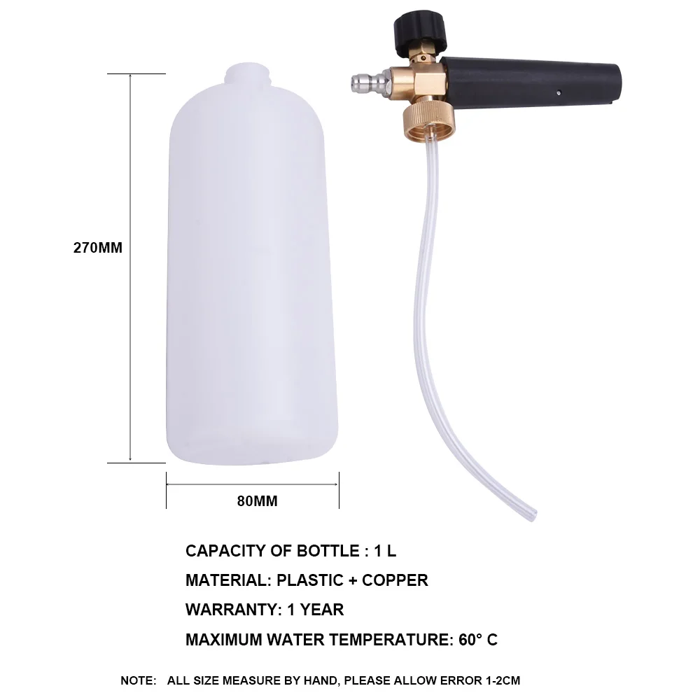 HNYRI насадка высокого давления 1/" быстрый соединитель для мытья бутылки пистолет Снежная Пена мыло распылитель сопла водяной струйный насос адаптер Cannon 1L