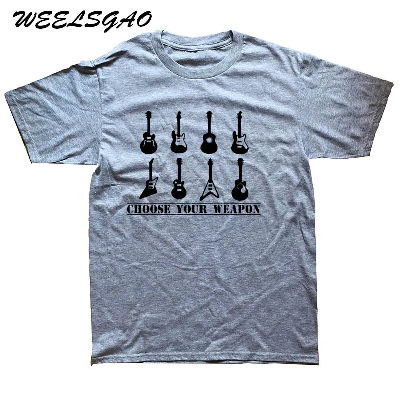 WEELSGAO/футболка «Выбери свое оружие», «гитара», забавная футболка, Ретро стиль, музыкальный гитарист, металлический стиль, короткий рукав, футболка с принтом, топ, футболка