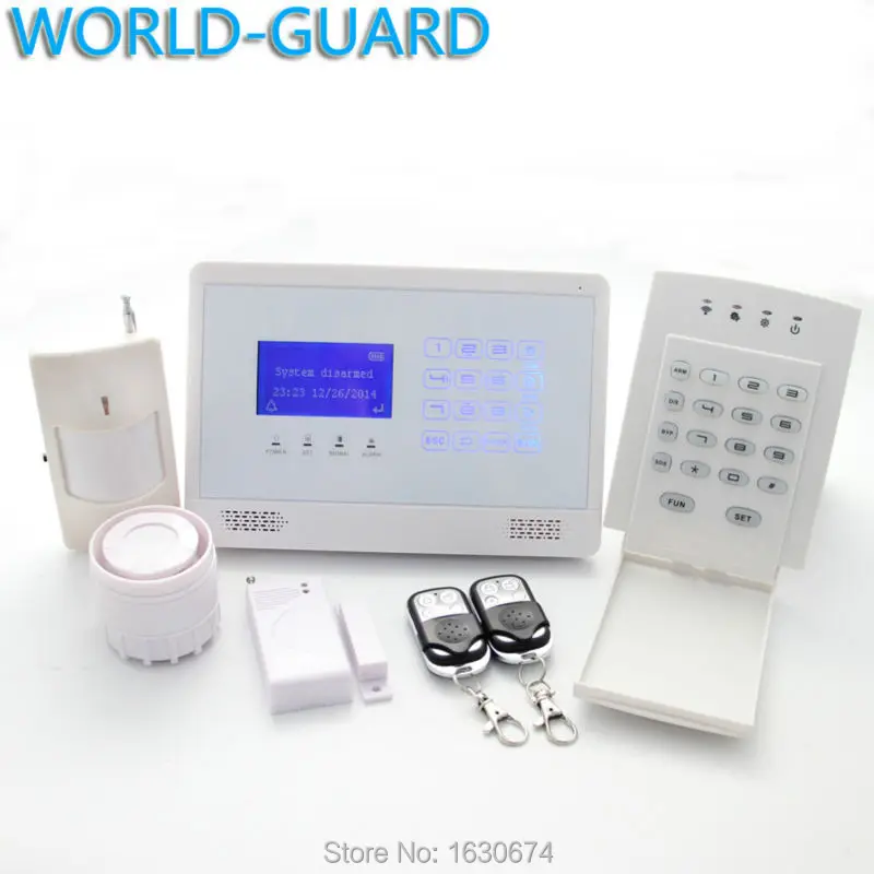 

English Russian Italian Voice Wireless GSM Alarm system Home security Alarm systems with LCD Keyboard Sensor alarm