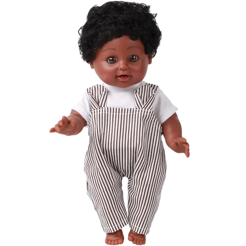 35 см африканская черная кукла для мальчика ручной работы, силиконовая виниловая Очаровательная Реалистичная кукла для новорожденного малыша, детские игрушки, подарки