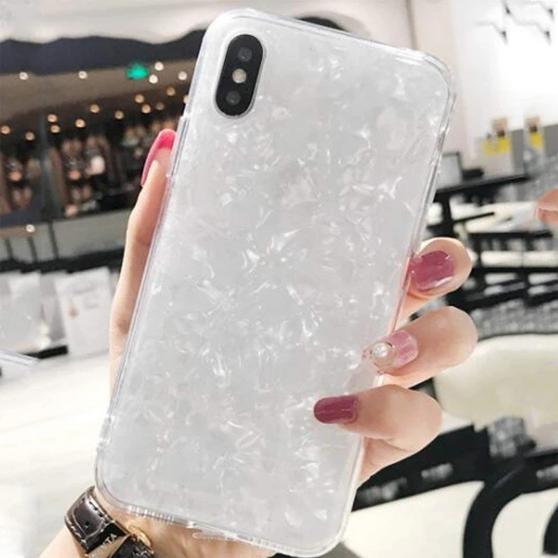 

Luxury Super Soft Phone Case For iPhone X Xr Xs Xs Max Glitter Pearly Transparent Back Shell Cover Case Accessories For iPhoneX