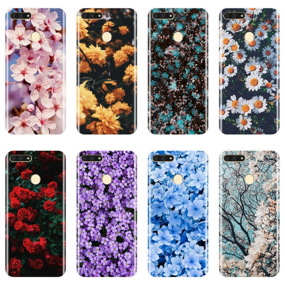 Мягкий силиконовый чехол для телефона huawei Y5 Y6 Y7 Prime 2018 Y9 2019 роза цветок задняя