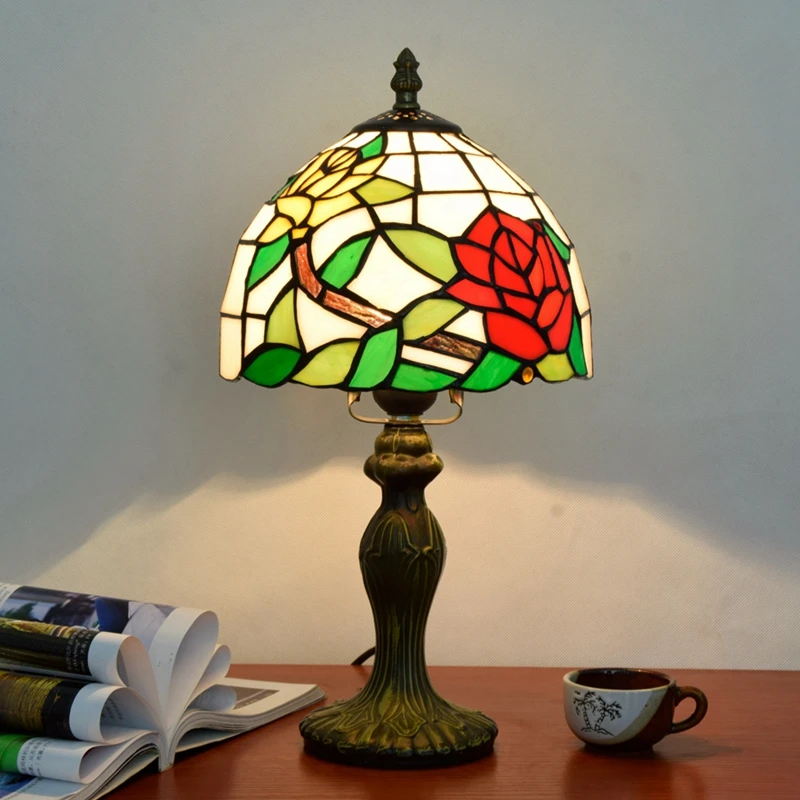 Средиземноморский Декор Турецкая мозаика лампы E27 абажур из витражного стекла прикроватная тумбочка для спальни Винтажная настольная лампа светильник светильники - Цвет абажура: see chart