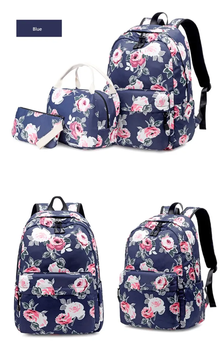 3D backpack Stylish Flower Pattern Women Backpacks Children School Bags-Rose1