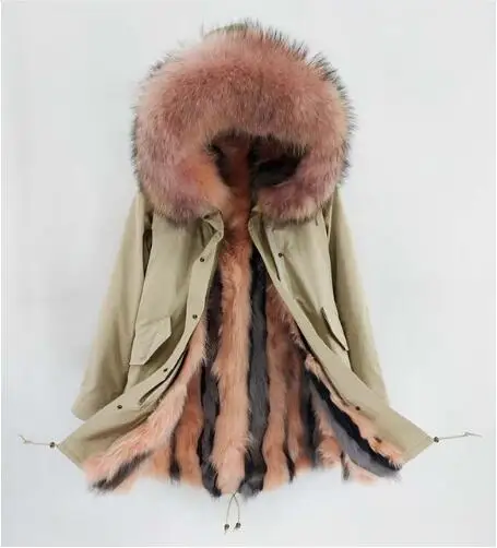 Модная зимняя женская куртка с воротником из натурального меха енота, Толстая теплая парка с натуральным лисьим мехом - Цвет: Color 3