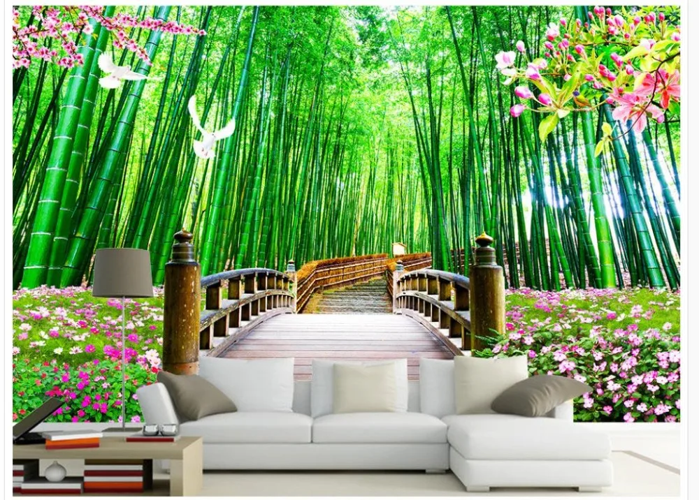 

3D Wallpaper Custom Any Size Mural Wallpaper Bamboo Forest Bridge Scenery Home Decor Living Room Wall Covering Photo Wall Paper