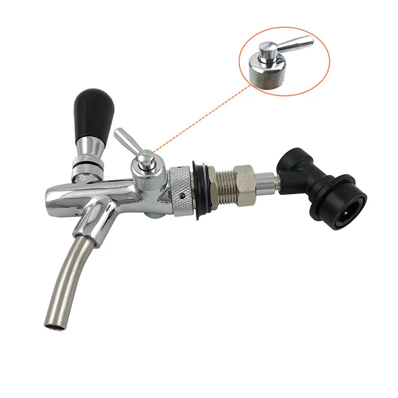 Quick Fitiing Beer Tap Faucet & Adjustable Faucet With Chrome Plating, Beer Homebrewing Tap With Ball Lock Liquid Disconnect (1)