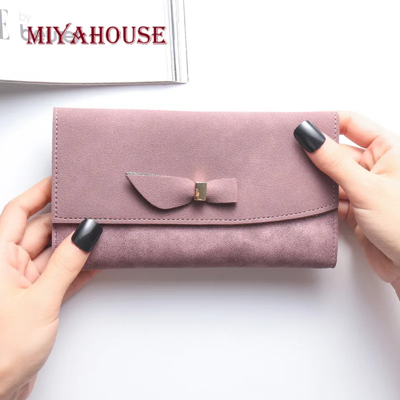

Miyahouse Faux Suede Solid Color Wallet For Women Fashion Coin Purse Female Simple Bank Card Long Hasp Wallet High Quality