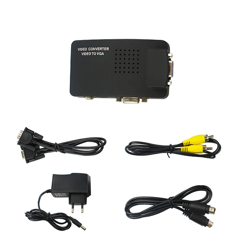 Professional AV/S Video To VGA TV Converter Monitor Adapter Switch Box PC Laptop Video AV S