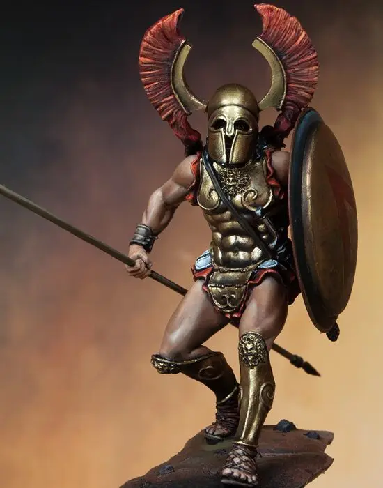 

75mm Scale Resin Figure Model Kit Spartan Warrior With Base Static Modeling Assembling DIY Toys Hobby Tools Creative Gift 1162y