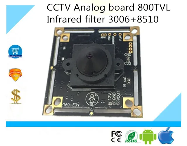 

Secure CCTV Analog Module board Full color 800TVL Infrared filter 3006+8510 CVBS BNC Surveillance