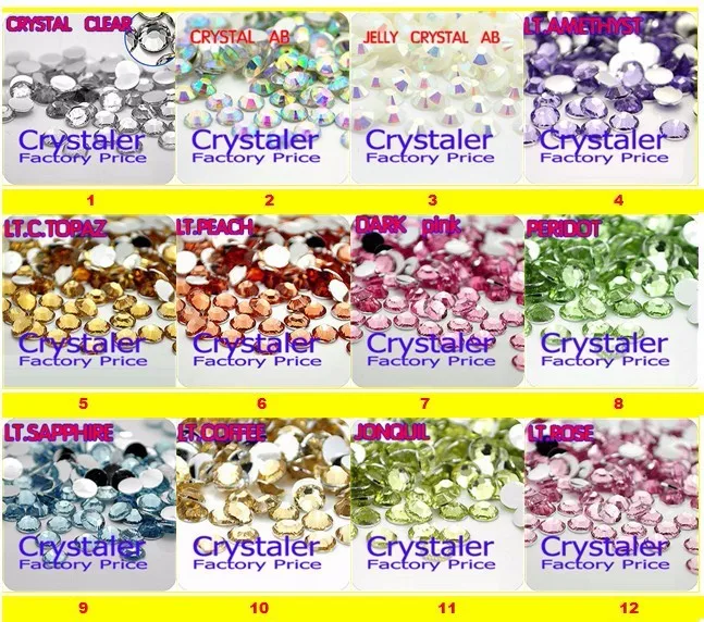 Rhinestone 2mm, 3mm, 4mm, 5mm, 6mm Nail Art Gemas Decoração