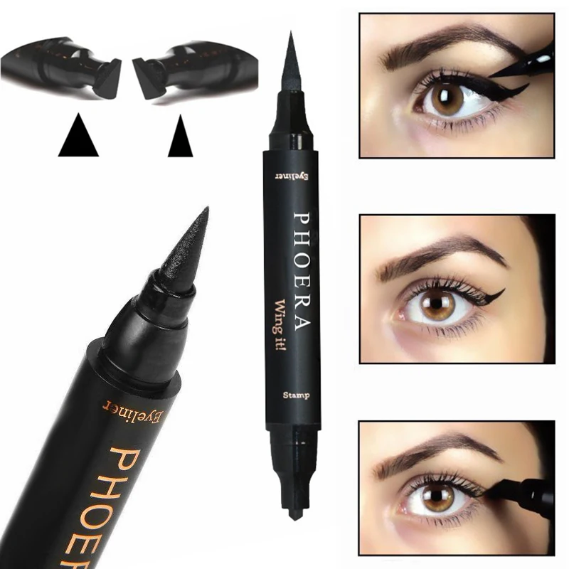 

2019 New Eyes Liner Liquid Make Up Pencil Black Double-ended Makeup Stamp Eyeliner Pencil with Eyeliner Pen Eyeliner Stamp TSLM1