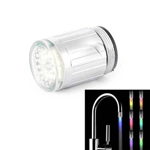 7 Color Stainless Steel Water Tap LED Light Water Glow Faucet Tap Head Home Bathroom Decoration