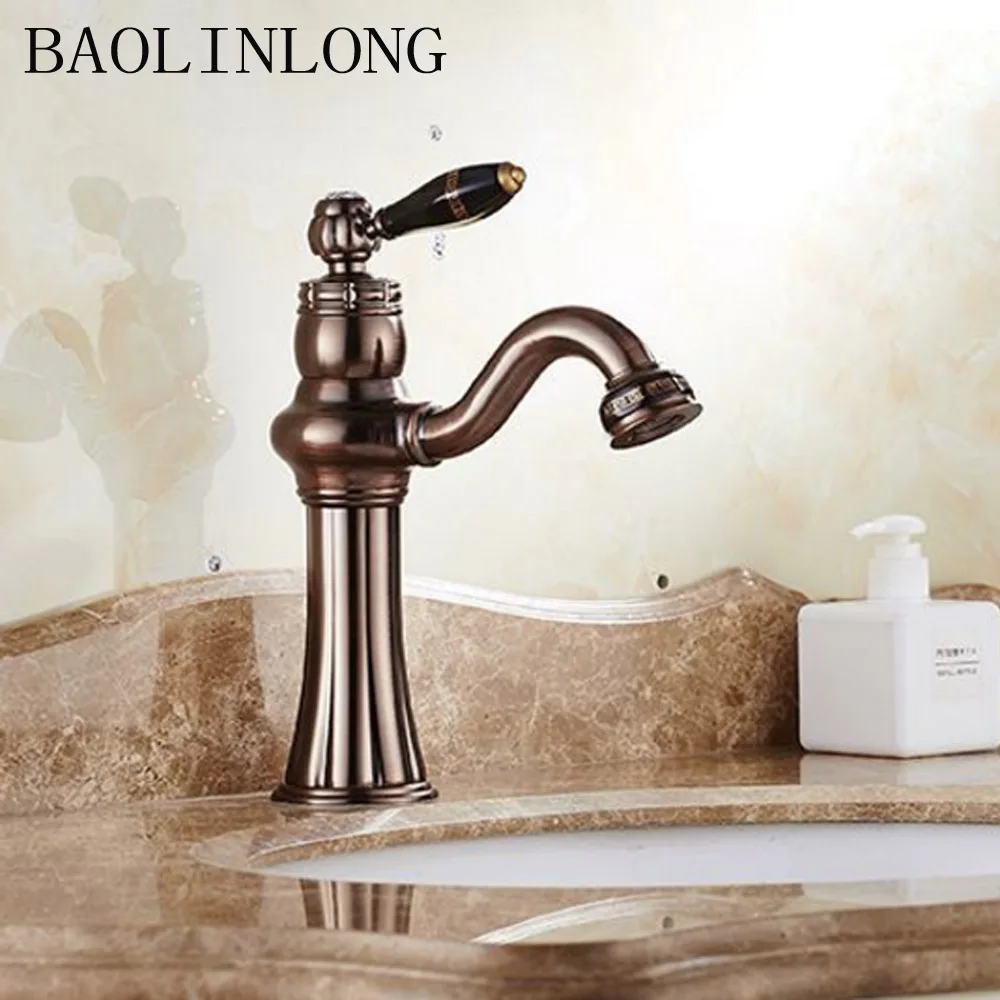 BAOLINLONG Basin Brass Bathroom Faucets Vanity Vessel Sinks Deck Mount Mixer Crane faucet Tap | Обустройство дома