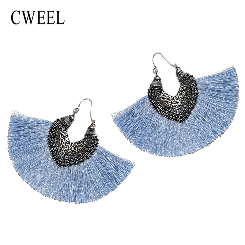 CWEEL Women's Long Tassel Earrings Fringe Earing Fashion Drop Vintage Ethnic Dangle Bohemian Statement Woman 2018 Earring