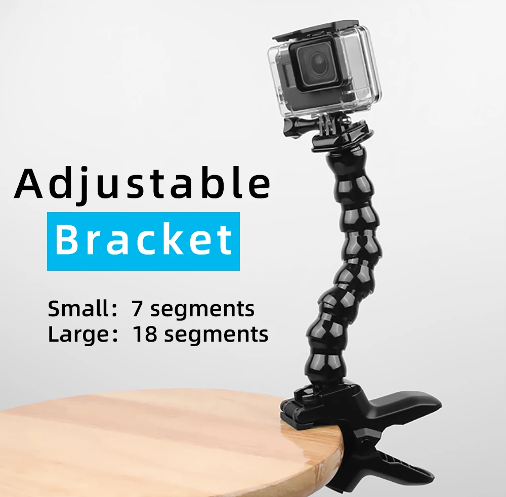 Gooseneck Arm Neck Tripod Mount Adjustable Flexible Clamp Clip for GoPro Hero 8 7 6 5 Black Sjcam Xiaomi Yi Camera Accessory