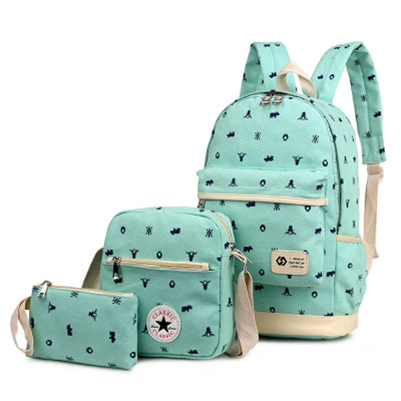 

ZIRANYU Children Canvas 3Pcs/set School Backpacks College Schoolbag Fashion Plecak for Teenager Girl And Boys School bags
