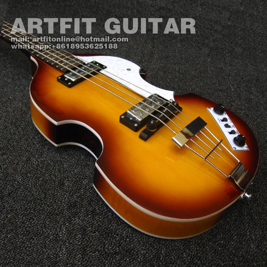 Giggle 1969 CT Современная 500/1 Sunburst Deluxe 4 струнная электрическая скрипка полуакустическая бас-гитара