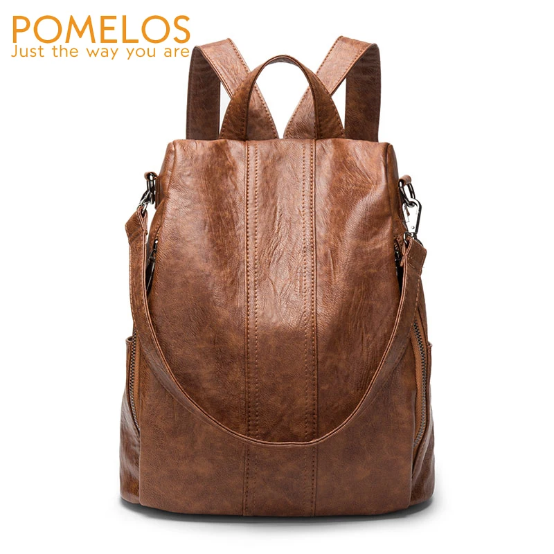 

POMELOS Backpack Women Leather PU New Vintage Women Anti Theft Travel Backpack Back Pack School Bags For Teenage Girls Bagpack