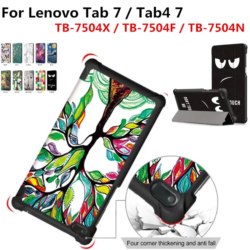 

Tab4 7.0 inch TB-7504 PU Leather Print Cover Stand Protective Skin Case for Lenovo tab 4 7 TB-7504F/TB-7504N/TB-7504X Tablet