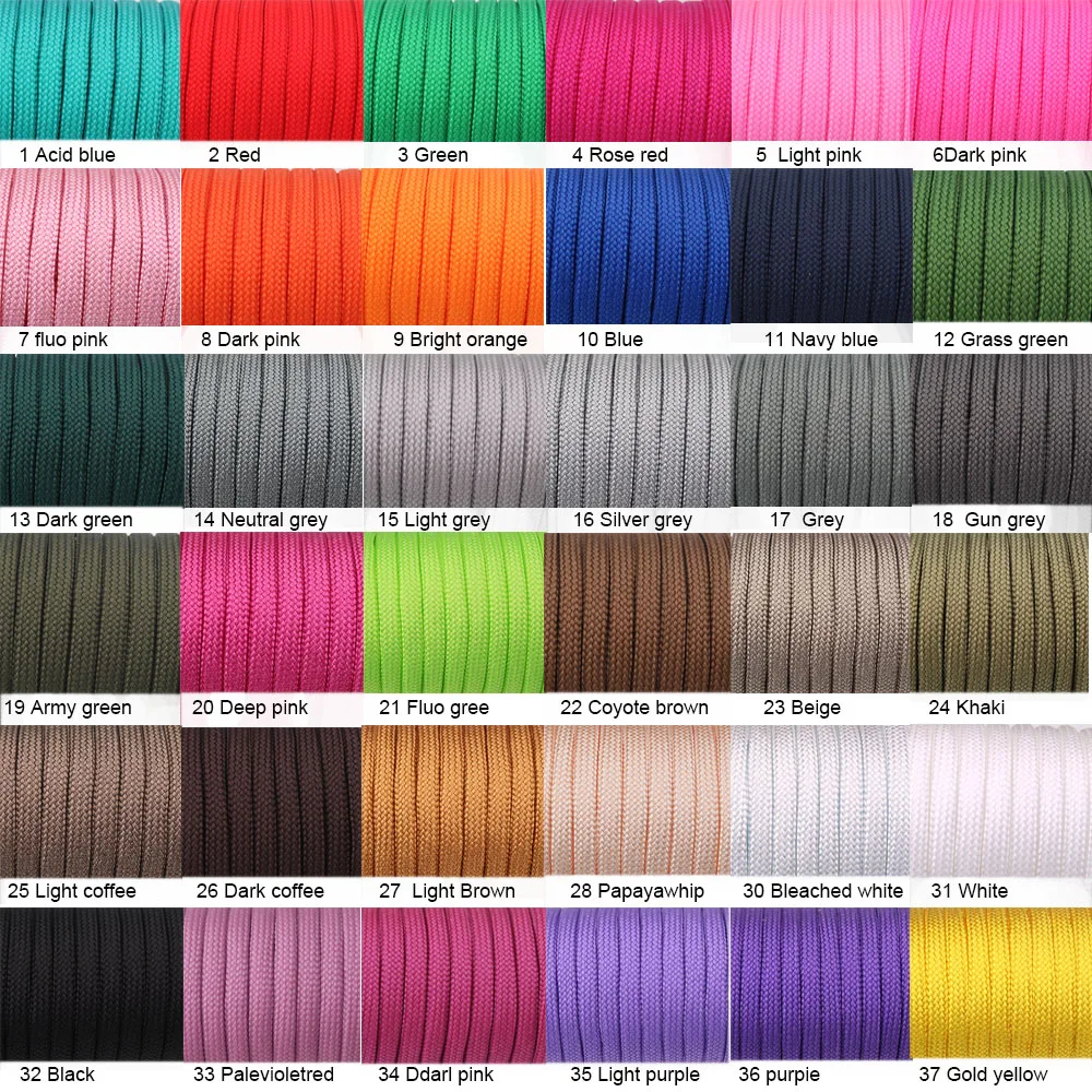 YoouPara 250 الألوان Paracord 550 حبل نوع III 7 حامل 100FT 50FT Paracord الحبل حبل مجموعة الحبال الجملة