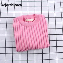 Г. осенний вязаный свитер для маленьких девочек модный однотонный хлопковый пуловер для девочек, свитер детская одежда для мальчиков с круглым вырезом