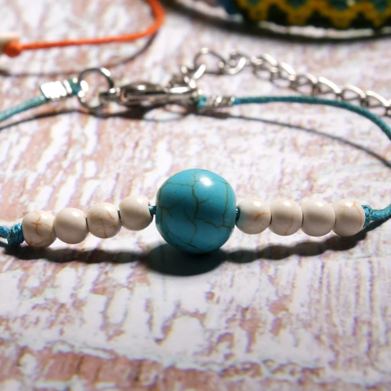 MOON GIRL Handmade Weave Bobo Lotus Anklet Set Fashion Starfish 4 Pieces Bohemian Chic Summer Bracelet ankle for Women Gift - Image 4