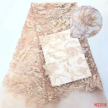 

2019 High Quality Tulle Lace Fabric Beaded Lace Fabric French Lace Fabric Nigerian Lace For Women Party Dress HX2318