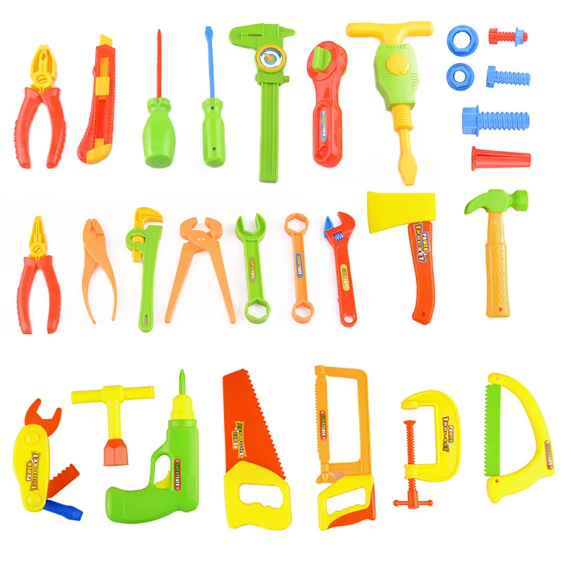 34pcs/set Boys Toy Repair Tools Ax Carpentry Plastic Simulation Tools Toy For Children Baby Early Learning Educational Toys