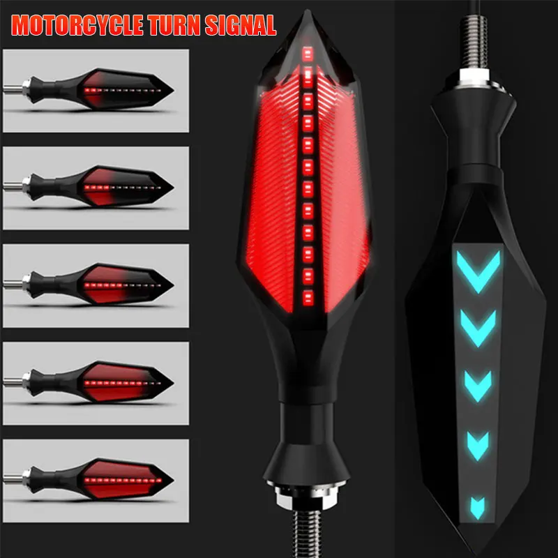 

Vehemo Motorcycle Flowing Water Lights Turn Signal Light Running Light Turn Signal Signal Lamp Durable Universal Dual-Use 12V