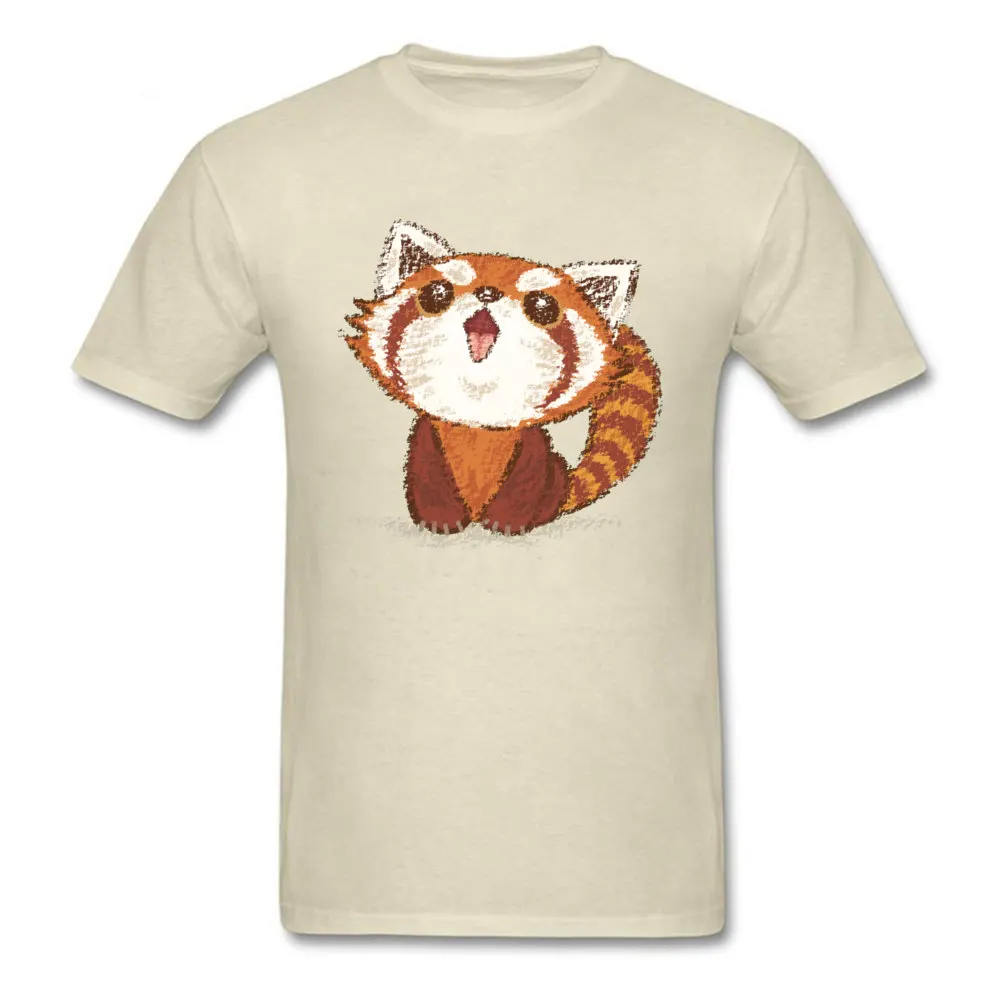 Red panda happy 16438 Faddish Normal Tops Tees O-Neck Mother Day Cotton Short Sleeve T-shirts for Men Slim Fit Clothing Shirt Red panda happy 16438 beige