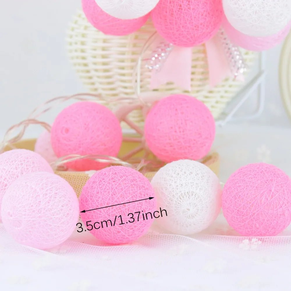 1.2M LED String Lights 3.5cm Dia Cotton Balls Strings Lighting Fairy Christmas Wedding Birthday Party Lanterns Decoration JQ 1.2M LED String Lights 3.5cm Dia Cotton Balls Strings Lighting Fairy Christmas Wedding Birthday Party Lanterns Decoration JQ