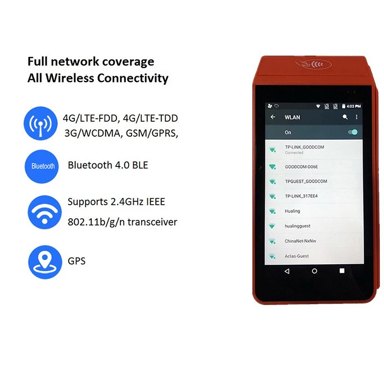 13% OFF GOODCOM 5 дюймов pos-терминал для Android с Термальность принтер поддерживает сети 4G/3g/GPRS/WI-FI/Bluetooth с Бесплатный SDK