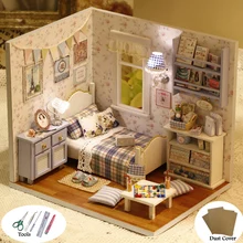 DIY 3D солнце Кукольный дом Мини Деревянный Кукольный дом Пазл деревянный дом с игрушечная мебель Детский Рождественский подарок& Пылезащитный чехол 04(S8