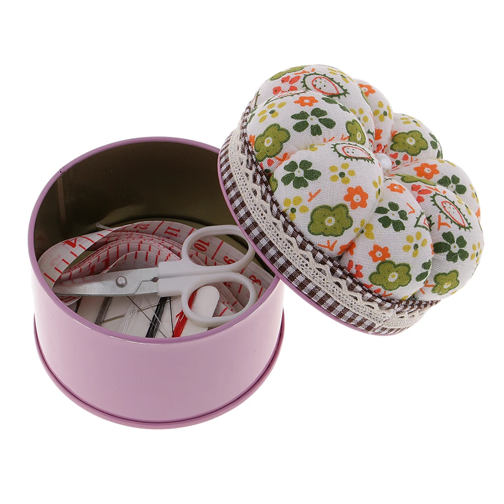 Lovely Pumpkin Shape Sewing Pin Cushion Pincushions Handmade with Sewing Kit for Beginners