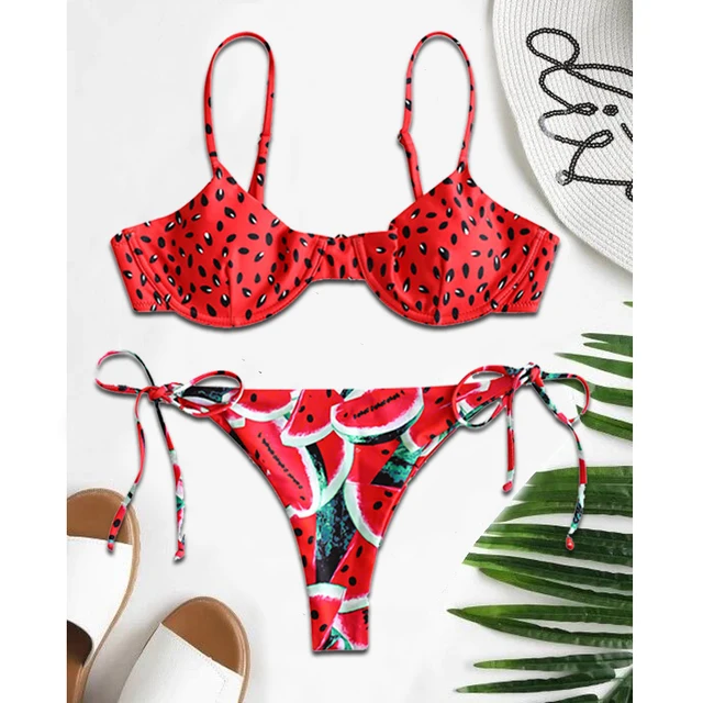 {Excellent|Wonderfull|Very Good|Very Recommended} Woman Bathing Underwire Bikini Push Up Swimwear Watermelon Sexy Bikini Micro Thong Bathing Suit Swimsuit For Women Best Offers